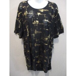 Gold Leaf Burnout Top Size 3XL Zip Lower Sides Tunic